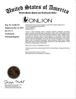 美國&歐盟商標認證|歐恩榮譽|深圳歐恩照明